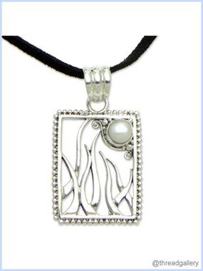 Handmade Sterling Silver Pearl Pendant Necklace Artisan Crafted 18.5 in